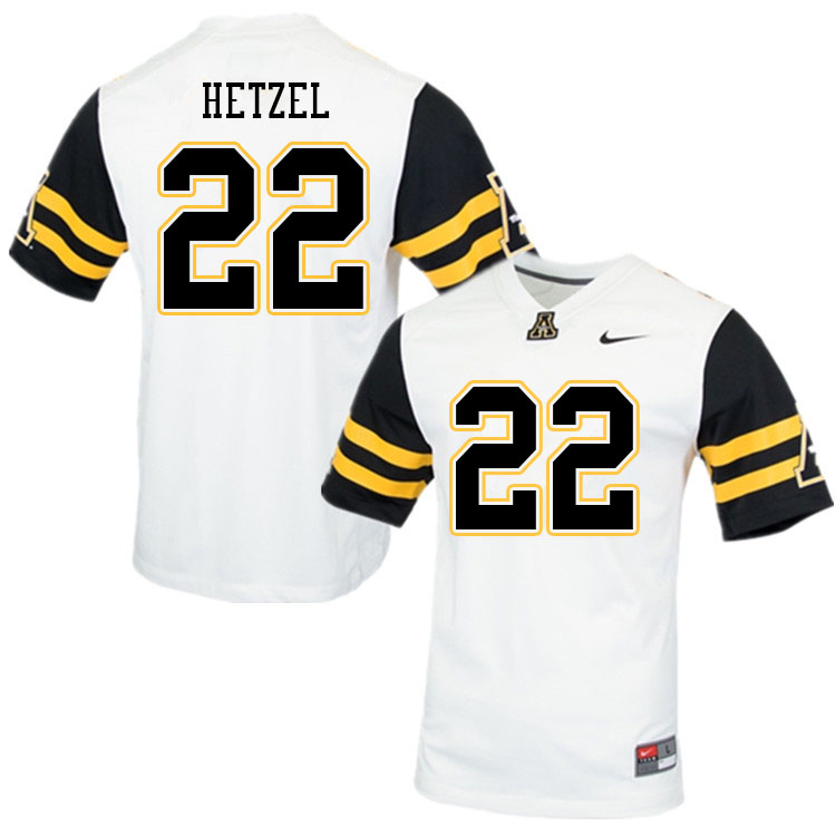 Men #22 Michael Hetzel Appalachian State Mountaineers College Football Jerseys Sale-White